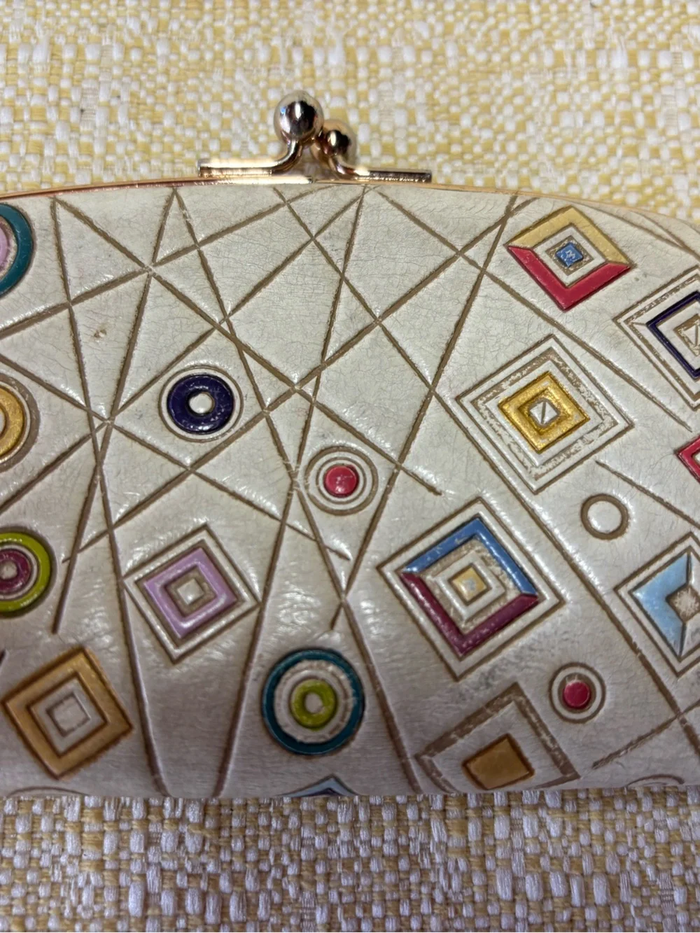 Skibur kabuki lipstick Cream Geometric Kiss-Lock Clutch. From Japan
